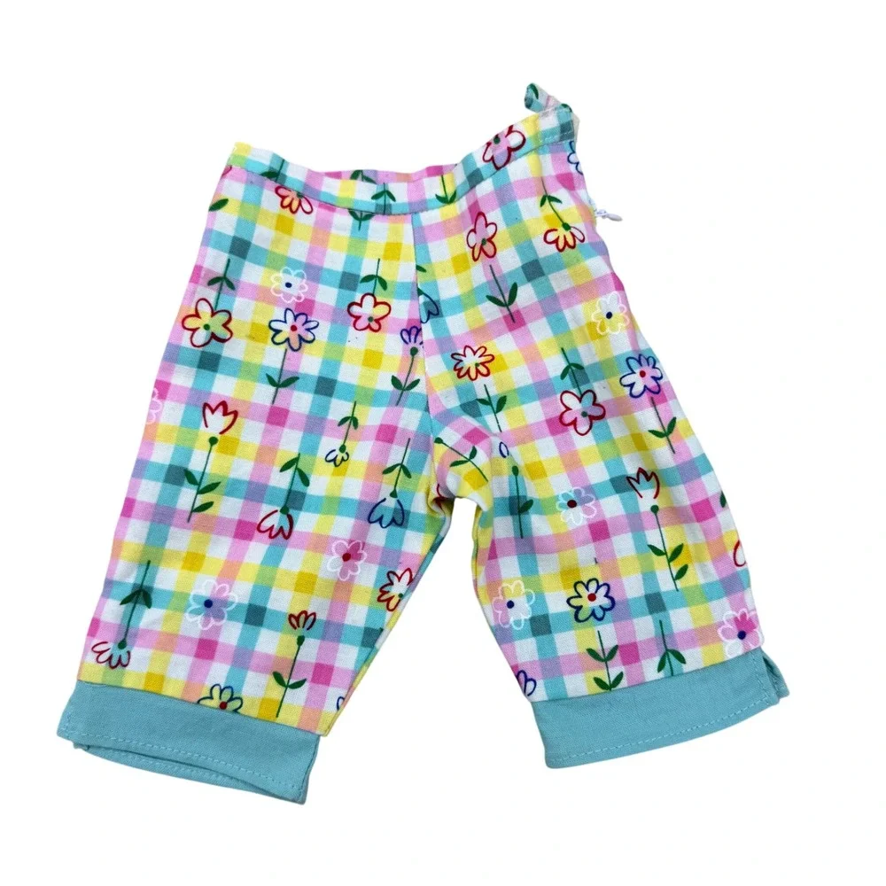 American Girl Doll Gingham Floral Pants Multi Color Plaid 18 Inch Doll Clothes